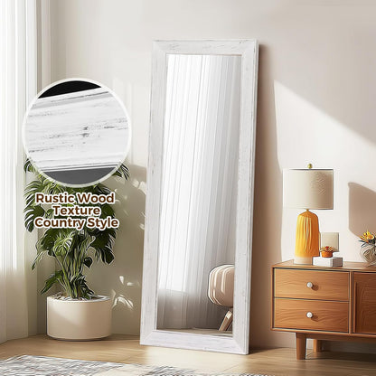 Solid Wood Full Length Mirror - 65"x22" Arched Floor Mirror, Free Standing & Wall Mounted - Elegant Design for Bedroom, Dressing Room, Hallway, Brown