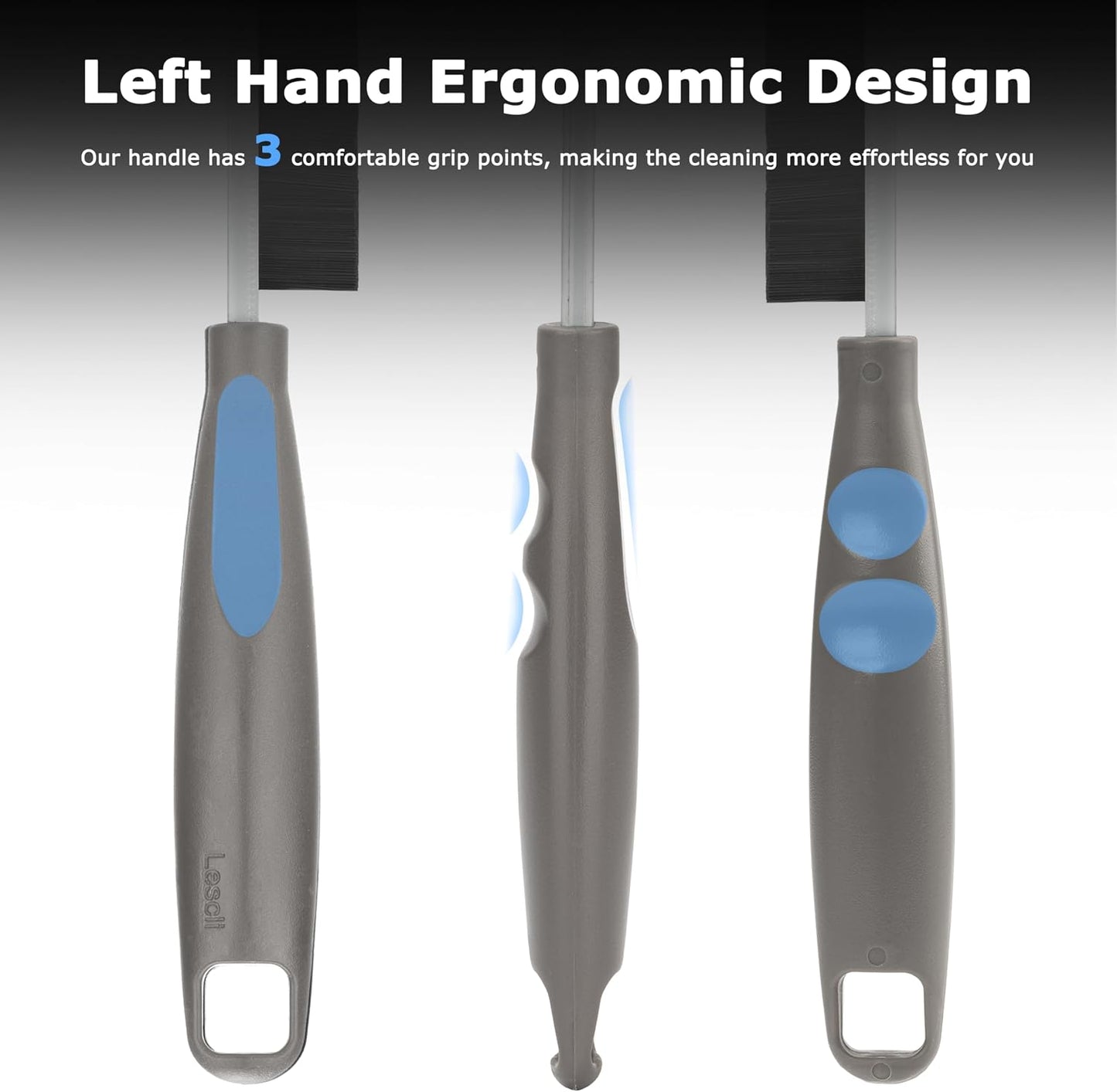 2026 NEW Ergonomic Anti-Slip Handle Grout Brush, 2Pcs Crevice Cleaning Brush, Hard Bristle Multi-Purpose Cleaning Tools, Small Cleaning Brush for Household Use Kitchen Bathroom, Right Hand