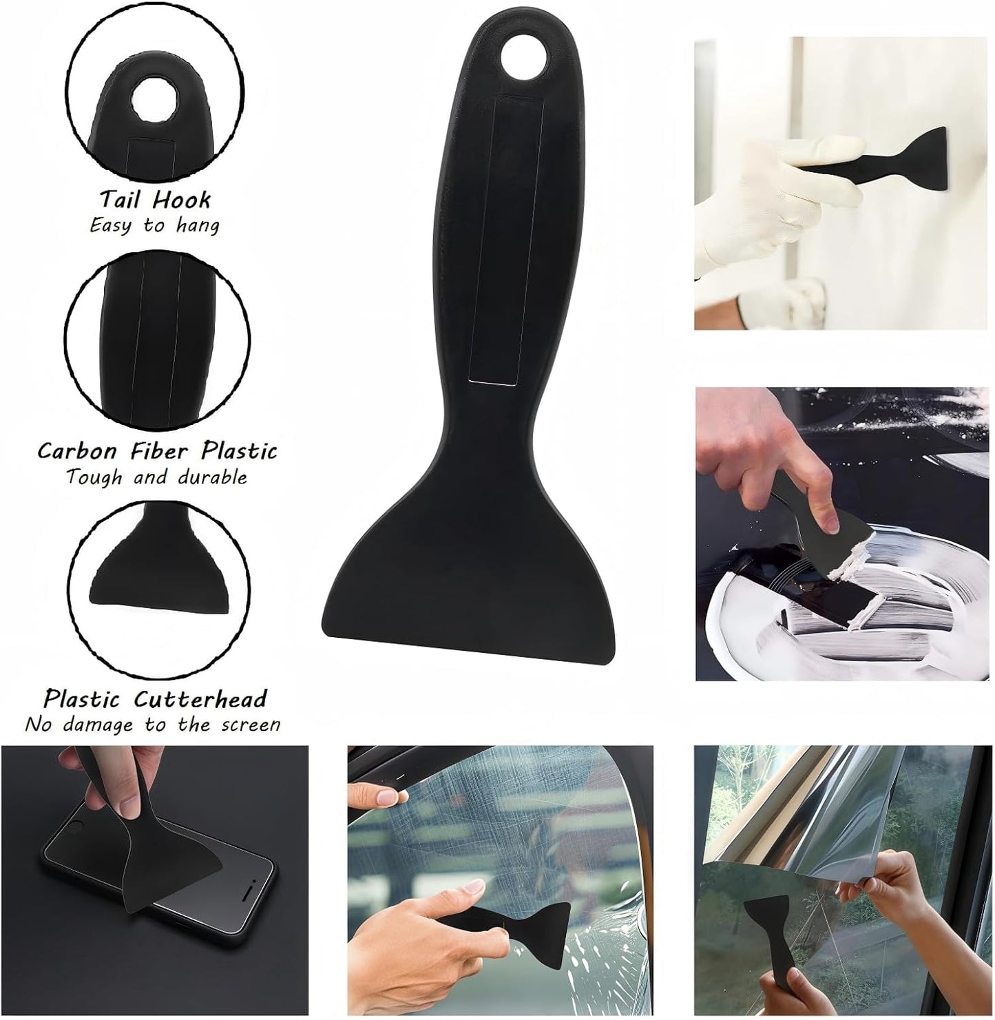 DEKEones Razor Blade Scraper, Long Handled Scraper Tool with 10 Extra Replacement Blades, Razor Scraper Remover for Cleaning Sticker, Paint, Caulk from Window, Car, Glass, Windshield, Stove