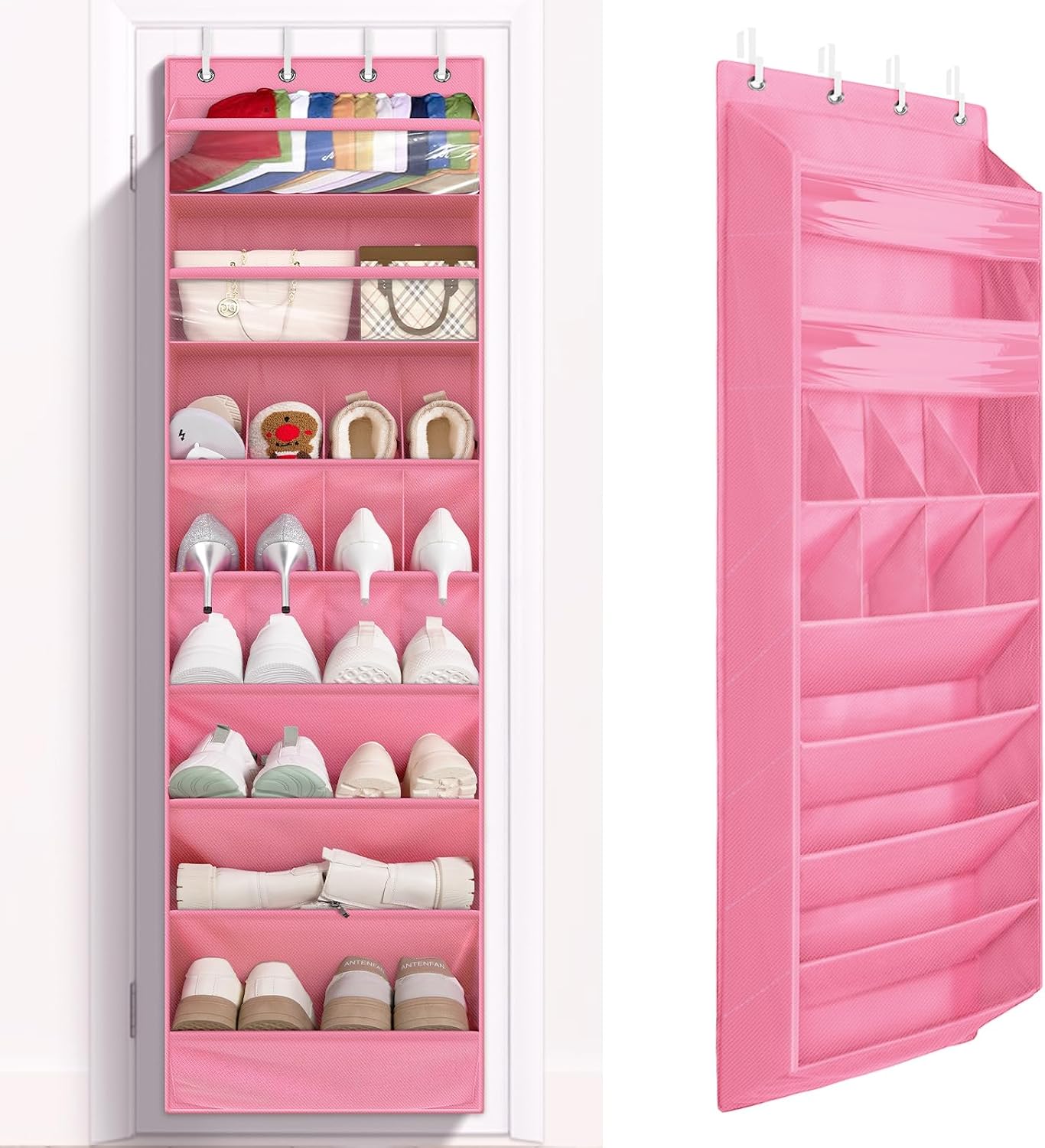 FENTEC 1 Pack Over-the-Door-Shoe-Organizers,Hanging Organizers with Large Pocket Shoe Holder Hanging Shoe Rack for Closet Shoe Organizer for Wall, Over Door Organizer with 15 Pockets Gray