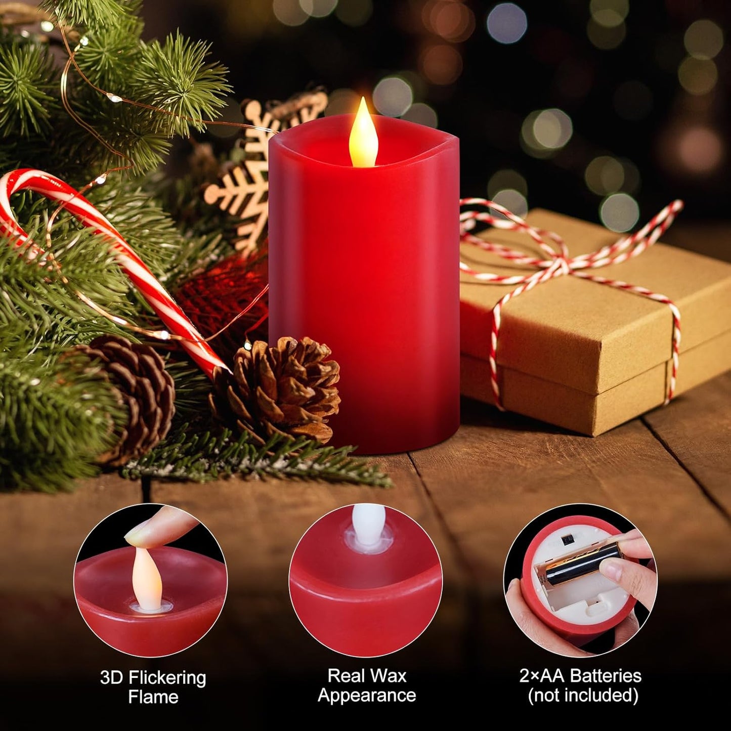 3x4 Flickering Flameless Candles Set of 3,Real Wax Pillar LED Candles,with Timer,4 inch Flameless Candles with Remote,for Party Wedding Holiday Home Decor,Ivory