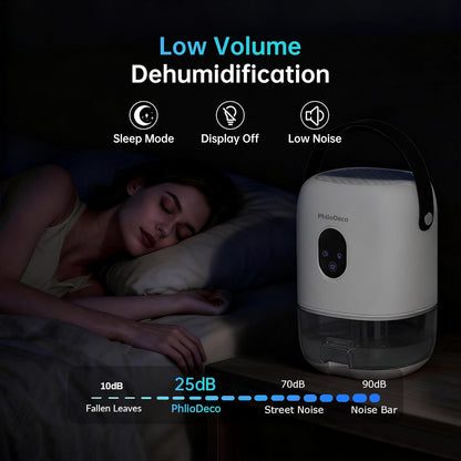 PHILODECO 35 OZ Dehumidifiers for Home(280 sq.ft), Ultra Quiet 25 dB for Bedroom & Bathroom with Auto Shut Off, Small Dehumidifiers for Closet, RV & Basement, 7 Colors LED Light, White