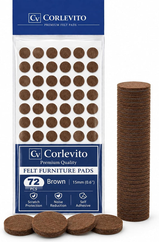 Felt Furniture Pads Corlevito 66 PCS (0.9") – Chair Leg Floor Protectors for Hardwood Floors, Strong Adhesive Anti Scratch Felt Pads for Furniture,Noise Reducing Furniture Pads (Brown)