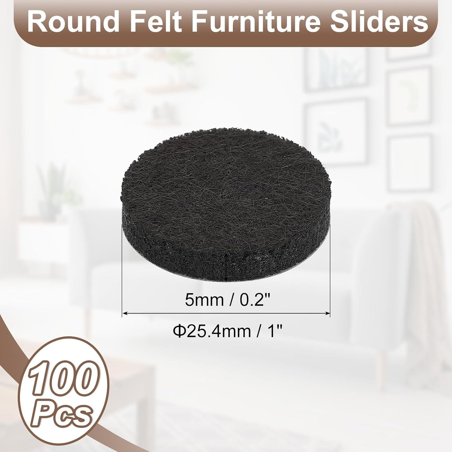 uxcell Furniture Pads, 36Pcs 0.5" - Round Self Adhesive Felt Furniture Pads, Floor Protectors for Furniture Feet Chairs Legs Hardwood Floors (Black)