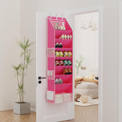 Criusia Shoe Organizer, Over the Door Shoe Organizer, Hanging Closet Shoe Storage with Large Deep Pockets, Fits 16–24 Pairs of Sneakers, Sandals, Boots, Gray