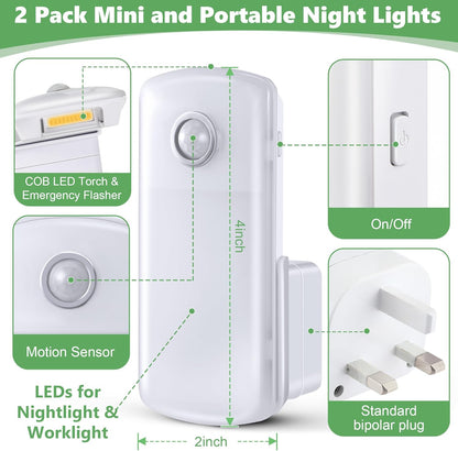 Enhon 4 Pack Emergency Power Failure Night Lights, Motion Sensor Night Light, Automatic Dusk to Dawn, Emergency Lights for Home, Bedrooms, Hallways, Black Outs, Rechargeable