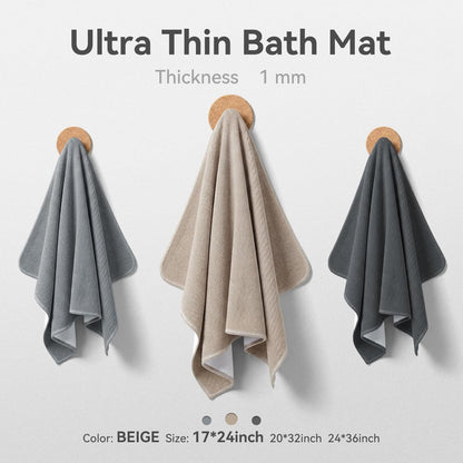 MontVoo Ultra Thin Bath Mat, Super Absorbent Bathroom Mat, Quick Drying Bath Rugs for Bathroom, Machine Washable Non-Slip Bathroom Rug Front of Bathtub, RV, Shower Room, Sink, (17x24, Grey, 1Pack)