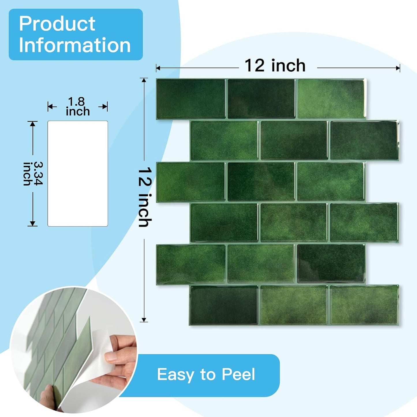 Art3d Peel and Stick Backsplash for Kitchen White Subway (10 Tiles, Thicker Design)