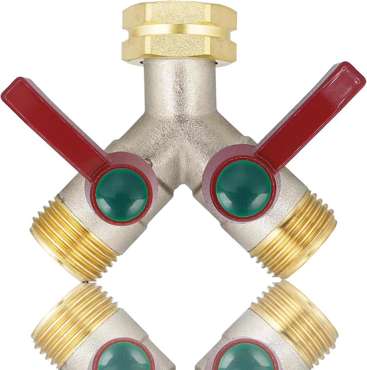 EJW Hose Splitter 2 Way, Garden Hose Splitters, Heavy Duty Faucet Splitter,Rv Brass Water Hose Y Splitter, Double Hose Connector, Spigot Splitter, Two Way Hose Manifold Valve 3/4 Inch GHT Thread.