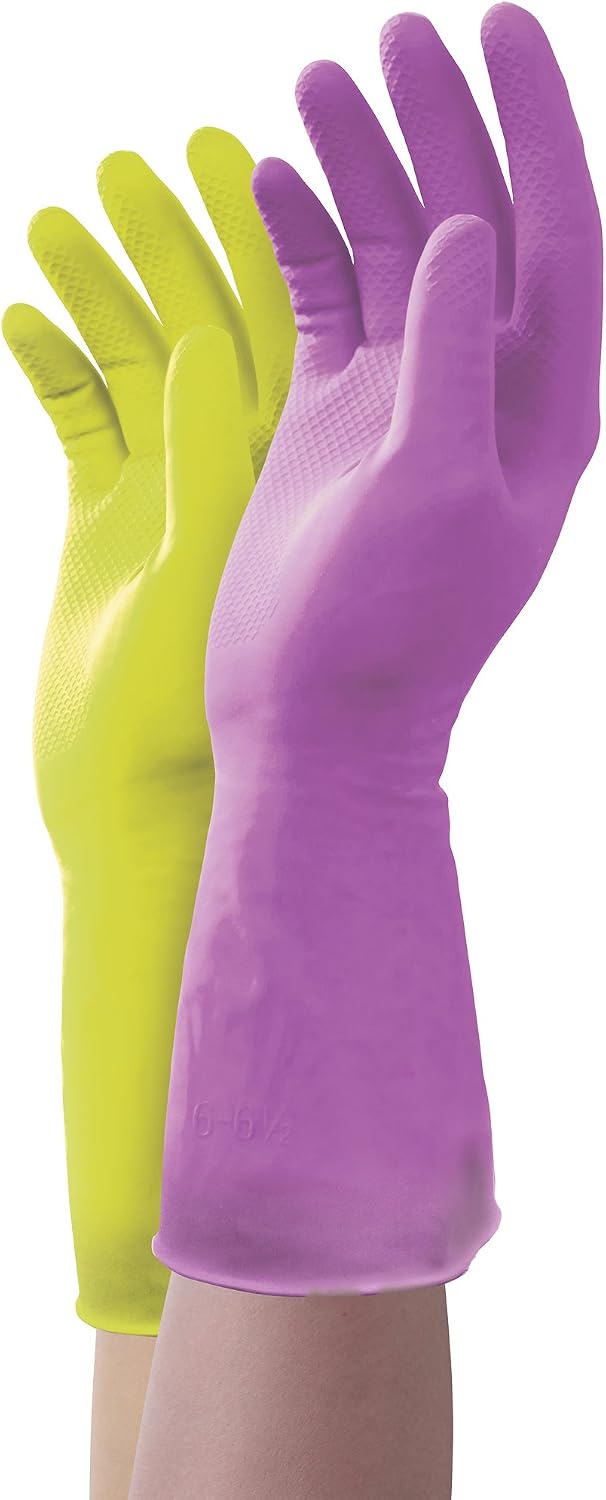 Mr. Clean Bliss Cleaning Gloves Premium Reusable Vinyl Latex-Free Gloves with Non-Slip Grip, Large