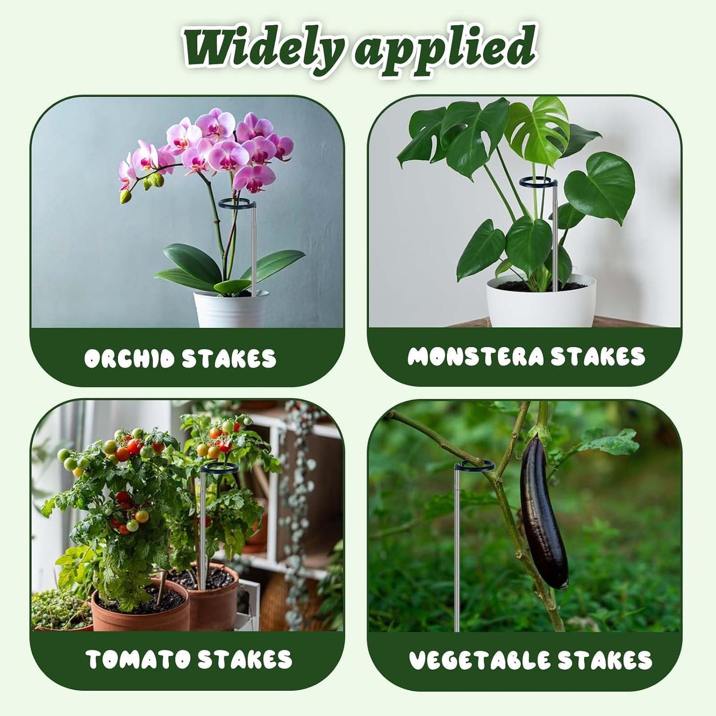 Adjustable Plant Stakes for Support, 17-32 Inch Extendable Plant Stake for Heavy Duty Plant Support, Metal Plant Stakes for Indoor Outdoor Potted Flowers, Monstera, Tomatoes (32.2inches-5Pack)