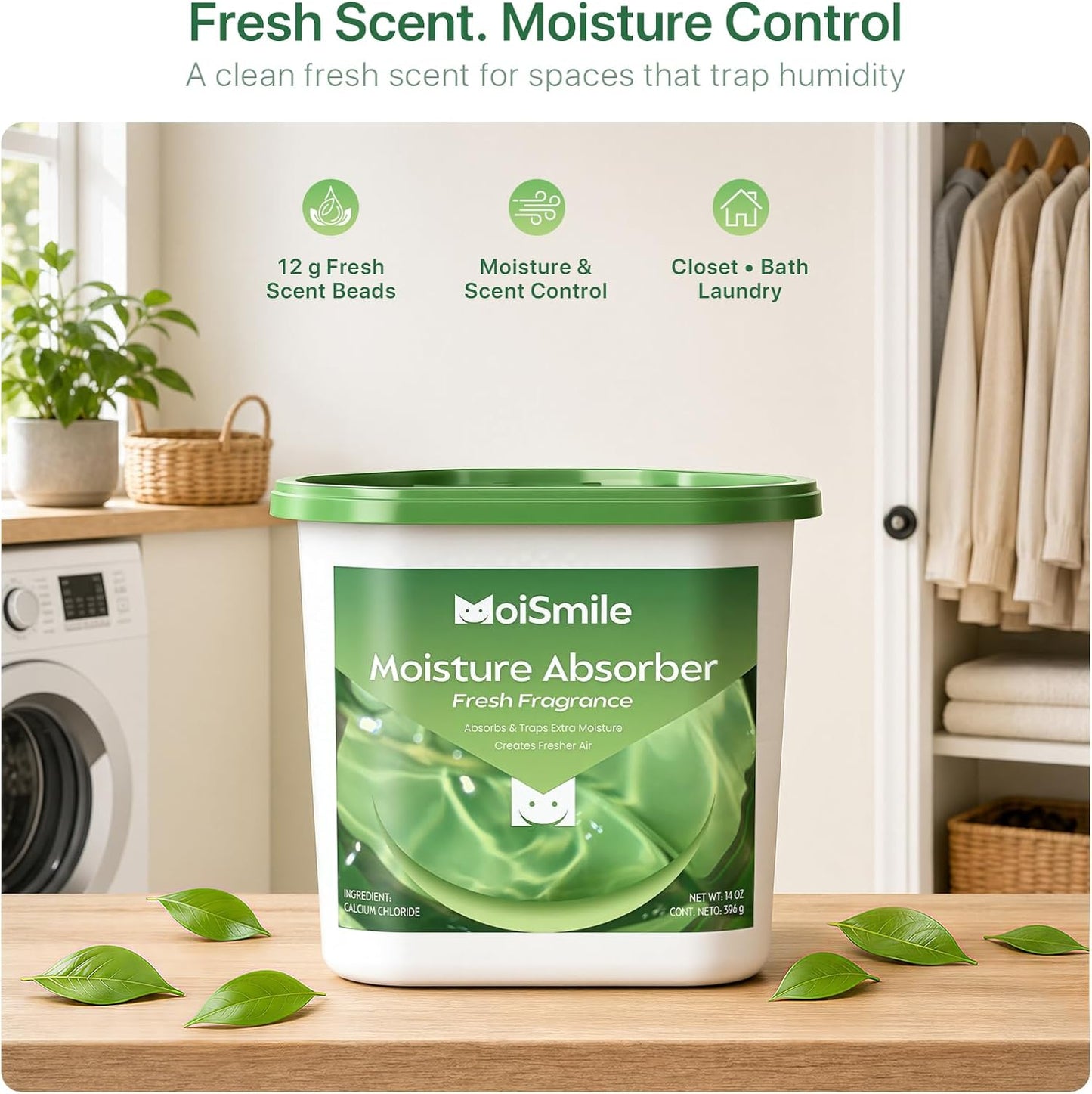 Moisture Absorbers with Activated Charcoal, Humidity Control & Air Deodorizing Preparations for Closet, Bathroom, Basement, Car & RV, 3 Pack