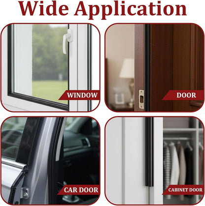 Door Weather Stripping, 80Ft Self-Adhesive Rubber Door Seal Strip Extra Thick D-Shape for Large Gap, Insulation Soundproofing Weatherproof Draft Stopper for Door Frame Window, Black 4 Rolls