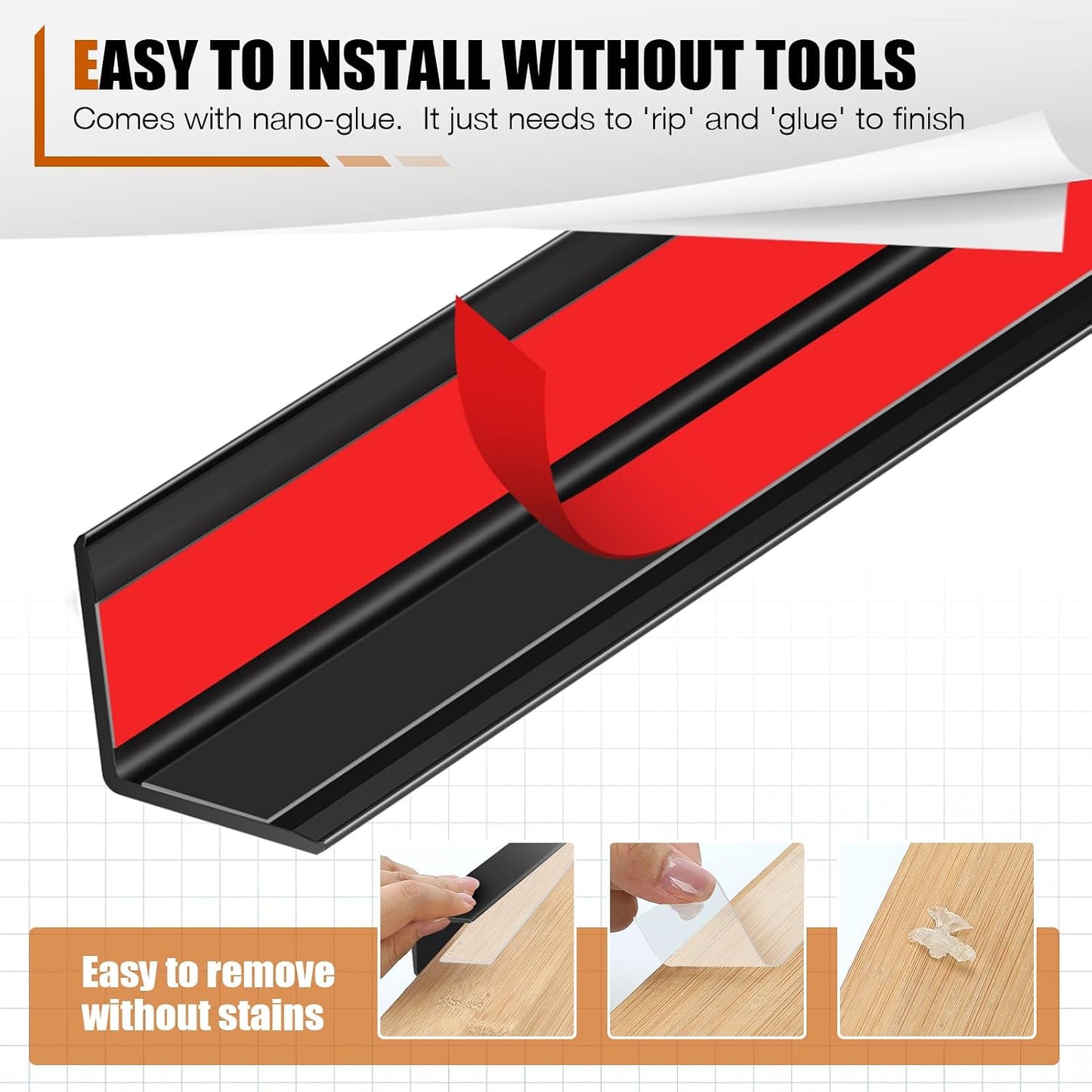 Magicheap 4 Pack Wall Corner Protector, Self Adhesive Corner Protectors for Walls, Easy to Install Edge Guard Strip for Furniture Cabinet Shelf Drywall Baseboard Desk, 17.7in x 1.18in, Clear
