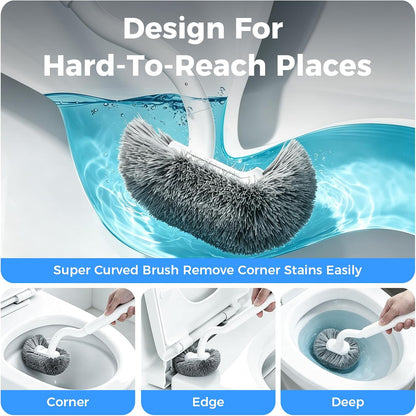 Toilet Bowl Brush and Holder, OSCIOSS Toilet Brush Set with Ergonomic Design, Compact Size, Durable Bristles, RV Toilet Brushes & Holders for Dead Corner Clean (White, 1pack)