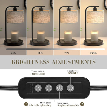 Black Candle Warmer Lamp with Timer Dimmer, Electric Candle Warmer Wax Heater, Birthday Gifts for Women Her Mom, House Warming Gifts New Home