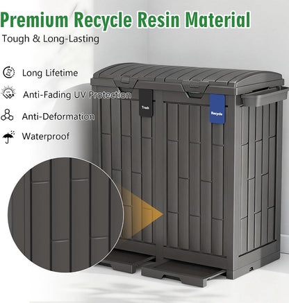 Outdoor Storage Box, 60 Gallon Waterproof Deck Box, Lockable Storage Container, Built-in Reinforcing Metal Rod Outside Resin Bin for Patio, Garden, Poolside and Garage