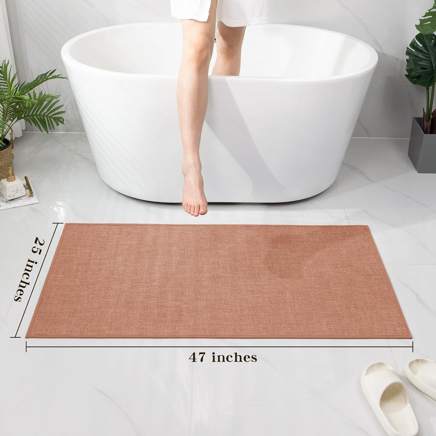 chakme Bathroom Rugs Mat 24x17, Ultra Thin Non Slip Bath Mat Small Quick Dry Absorbent Bath Mat for Bathroom Floor, (Dark Beige, 24"x17")