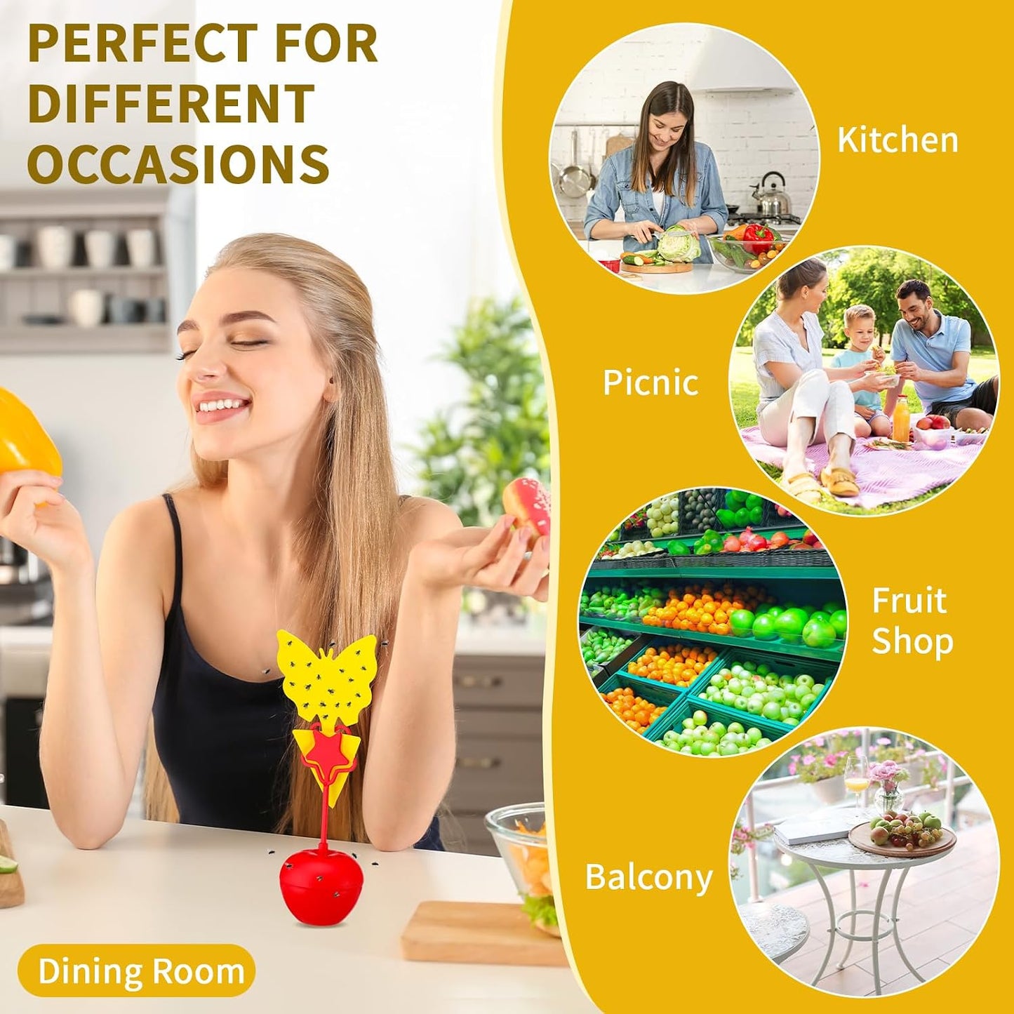 Qualirey 18 Pack Fruit Fly Trap for Indoors, Fruit Fly Traps with Yellow Sticky Pads, Gnat Catcher Killer Catcher for Indoors Outdoor Home Kitchen (Not Include Lure Refill Liquid)