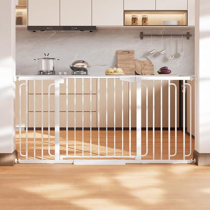 Cumbor 29.7-48" Baby Gate for Stairs, Mom's Choice Awards Winner-Dog Gate for Doorways, Auto Close Safety Pet Gate for Dogs Indoor, Easy Install Pressure Mounted Child Gate with Walk Thru Door, Brown