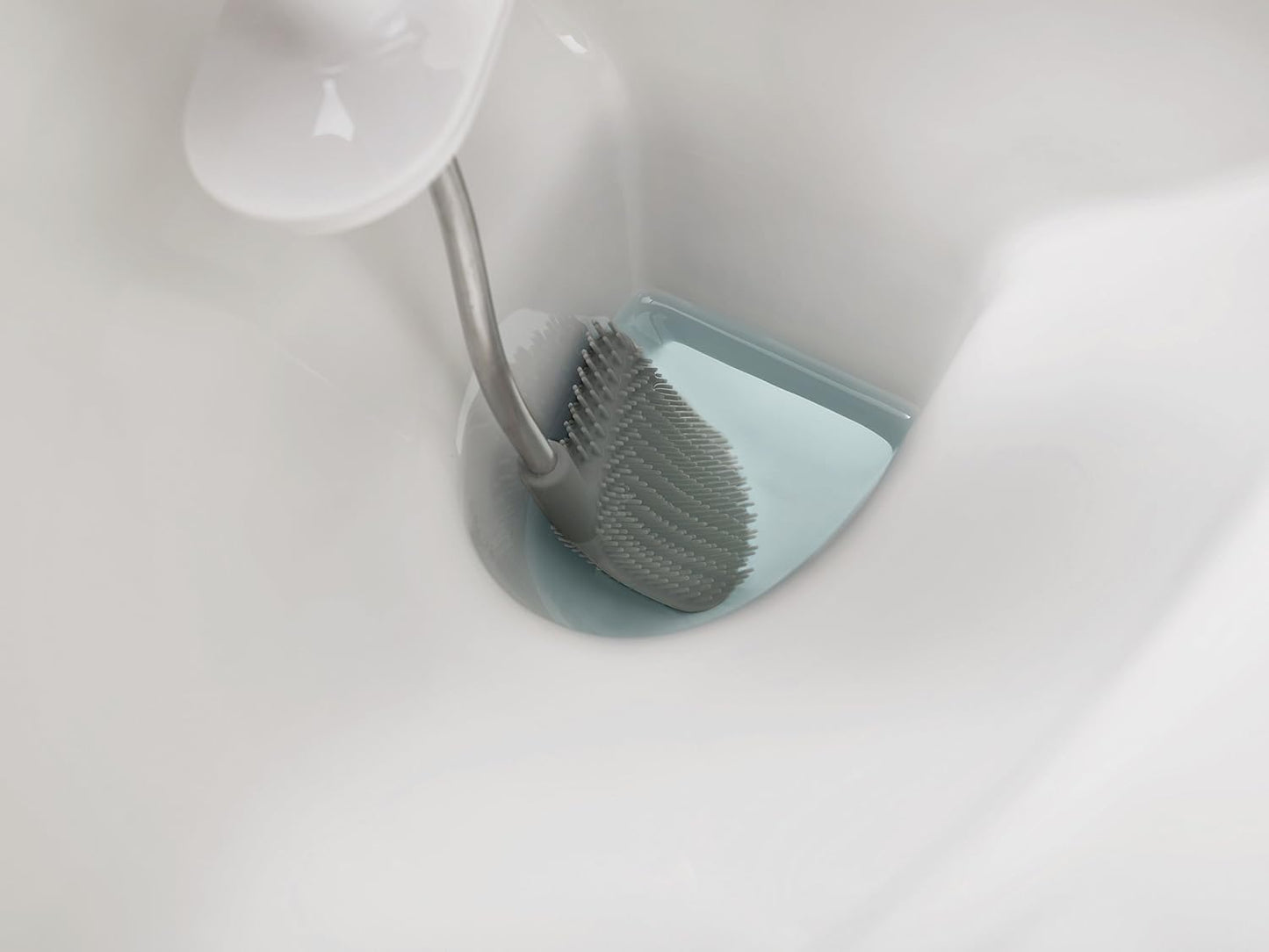 Joseph Joseph Flex Hygienic Silicone Toilet Brush with Slim Holder Set, Flexible Anti-drip, Anti-Clog Deep Clean Head - Gray/White