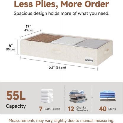 StorageWorks Large Under Bed Storage Containers with Handles and Label Holder, 2 Pack Ultra-thick Fabric Underbed Bins, Closet Organizer for Clothes, Blankets, Sweater