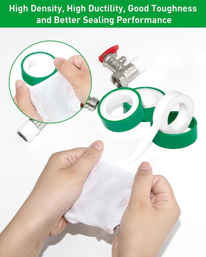 3 Roll Plumbers Tape, Teflon Water Pipe Sealing Tape, High-Density Thickening and Lengthen, High-Sealing Performance Waterproof Duct, Thread Seal, L 590 in x W 0.51 in. White