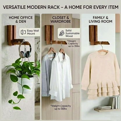 Wall Mounted Drying Rack, Wooden Foldable Clothes Drying Rack for Bathroom, Laundry Room, and Closet, Space Saving Organizer (1PCS)