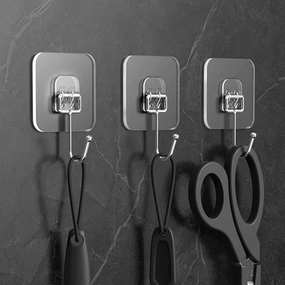 Wall Hooks for Hanging, Heavy Duty Adhesive Hooks, 100lbs Weight Capacity, Waterproof Transparent Sticky Hooks for Towels, Keys, Pictures, Bathroom, No Nails Needed(30 Pieces) (30)