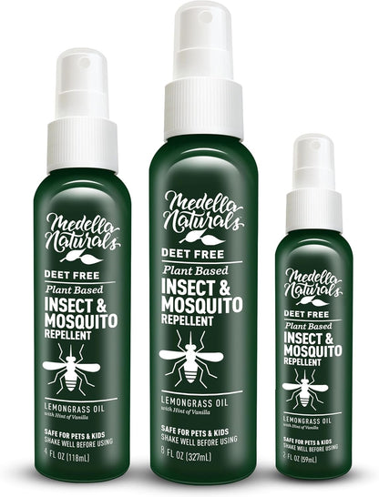 Deet-Free Insect & Mosquito Repellent – Nice Smelling, Pack of 2 (4 oz) | Insect Repellent with Lemongrass Oil Safe for Pets and Kids – Bug Spray Against Mosquitoes, Gnats, Black Flies, and No-See-um