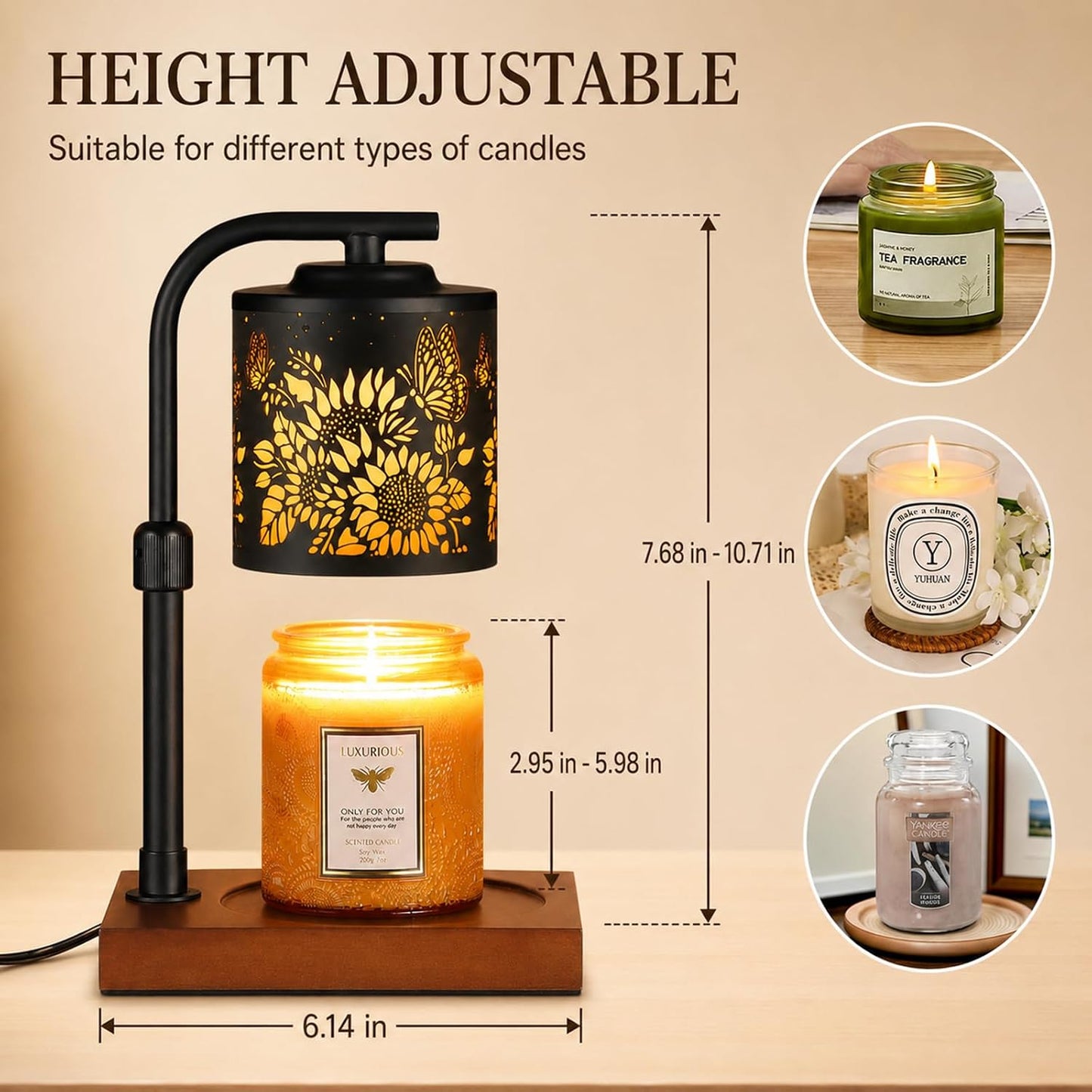 mocosa Candle Warmer Lamp with Adjustable Height Dimmable for New Home Decor Electric Candle Warmer for Jar Candles Birthday Gifts for Women Mom(Hummingbird)