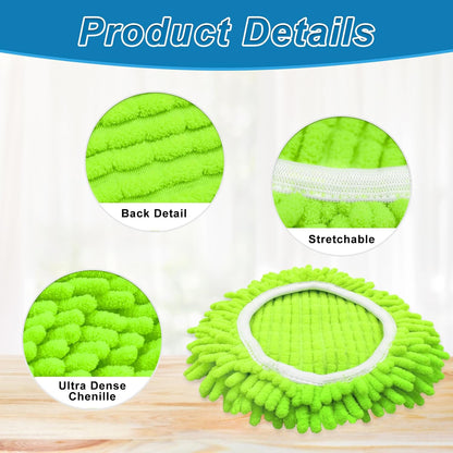Mop Replace Head for O Cedar, Spin Mop Heads Replacements for Ocedar RinseClean 2 Tank Spin Mop, Chenille Duster for Ocedar Mop Include 3 Pack Microfiber Chenille Mop Pad for Ocedar Spin Mop