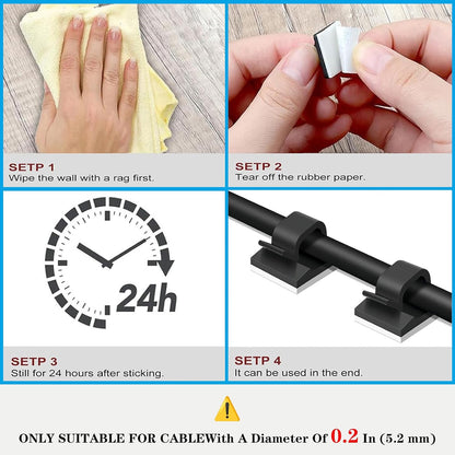 Cable Clips，50PCS Electrical Cord Management Adhesive Cable Wire Clip Wire Clips wall，Used for Cars, Offices, and Homes Cable Clips Cord Organizer (Transparent)