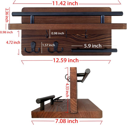 Wooden Key and Mail Holder Wall Mount with 5 Hooks for Entryway Decor | Hold keys&mail,Solid natural wood,Sturdy metal hooks,Easy wall mount,Rustic farmhouse decor