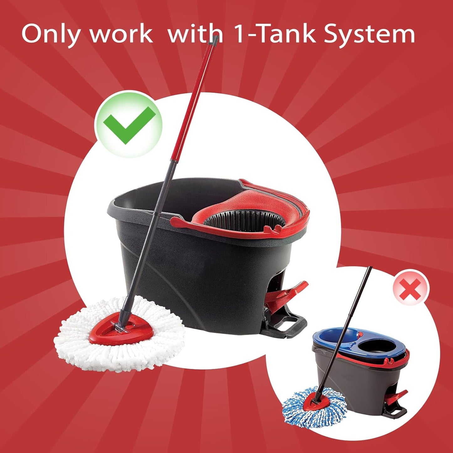 [2026 New Version] Mop Head Replacement - 40% More Cleaning Power, 3 Pack Spin Mop Replacement Head for Easy Wring 1-Tank System, Easy Cleaning, Microfiber and Machine Washable