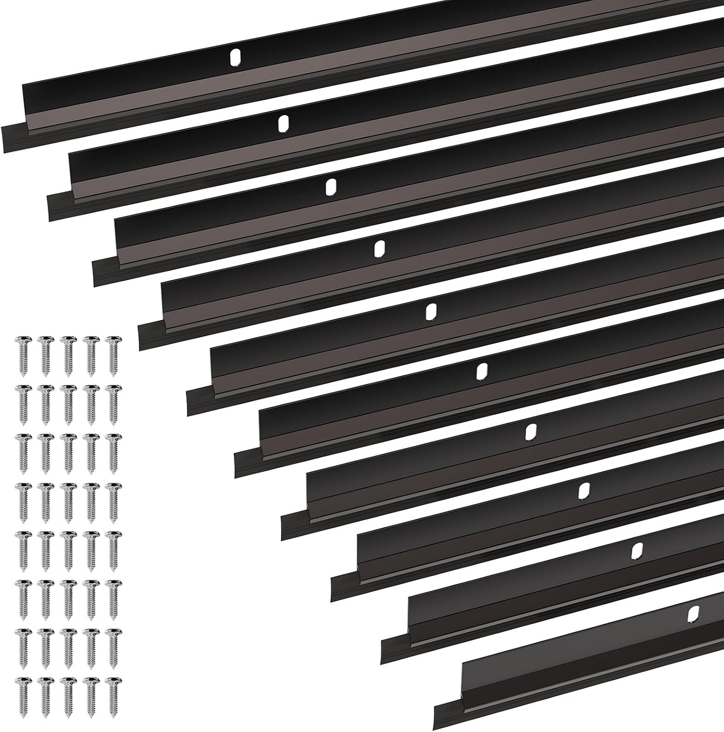 AMZNOVA Door Sweep, Door Threshold Sweeper for Interior & Exterior Bottom, Sweep Stripping Aluminum and Vinyl, Dust Bug Storm Weatherproof Aluminum Vinyl, 36in, Brown, 2Pack