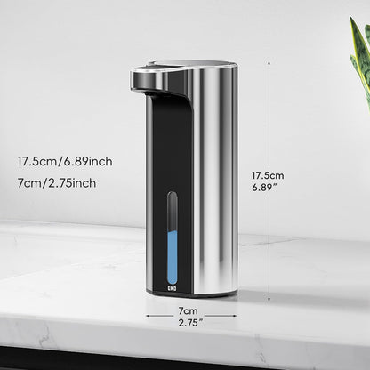 EKO Aroma 9 fl oz Automatic Liquid Soap Dispenser, Rechargeable & Water-Resistant Soap Dispenser for Kitchen and Bathroom with Adjustable Volume Control (Matte Black Steel)