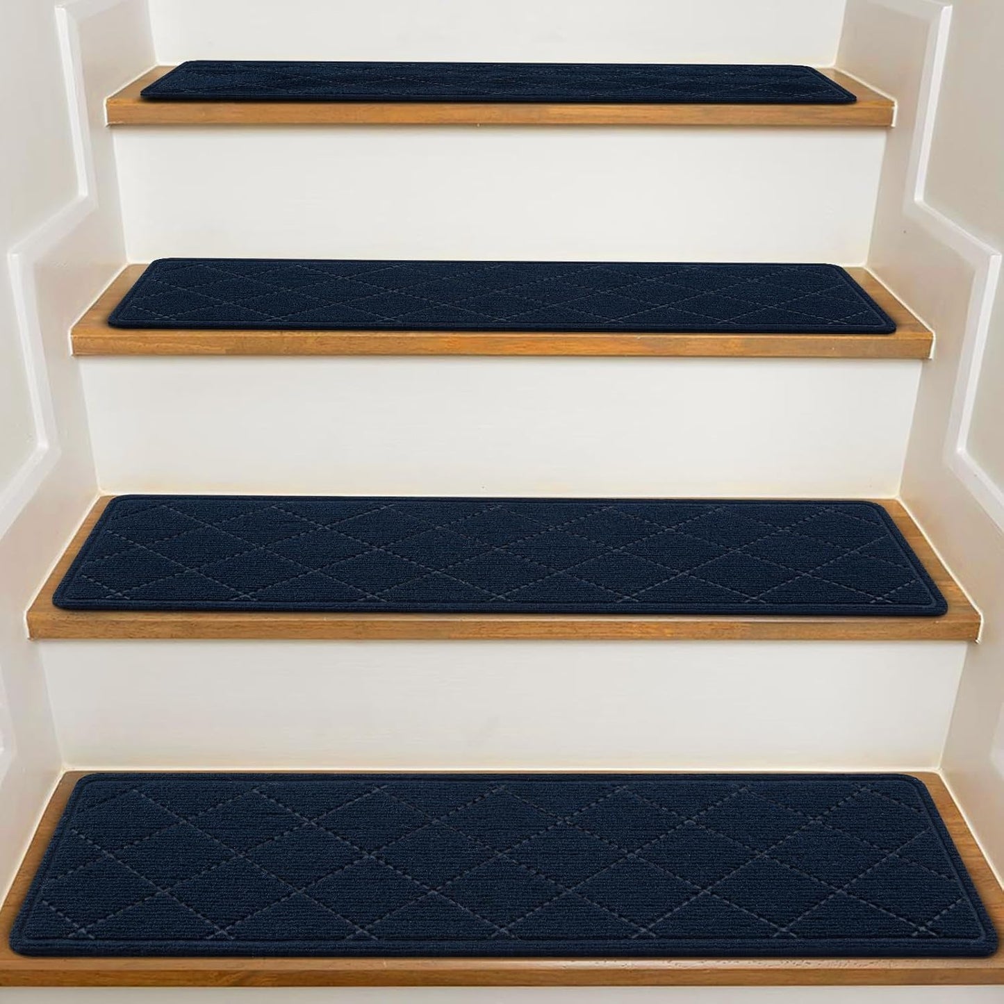 KOOTETA Stair Treads for Wooden Steps Indoor, 15 Pack 8" X 30" Non Slip Carpet Stair Treads with Reusable Adhesive for Kids Elders and Dogs, Surface Polyester TPR Backing Stair Runner Rugs, Dark Grey
