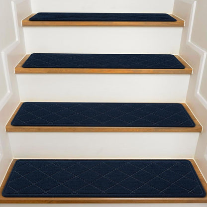 KOOTETA Stair Treads for Wooden Steps Indoor, 15 Pack 8" X 30" Non Slip Carpet Stair Treads with Reusable Adhesive for Kids Elders and Dogs, Surface Polyester TPR Backing Stair Runner Rugs, Dark Grey