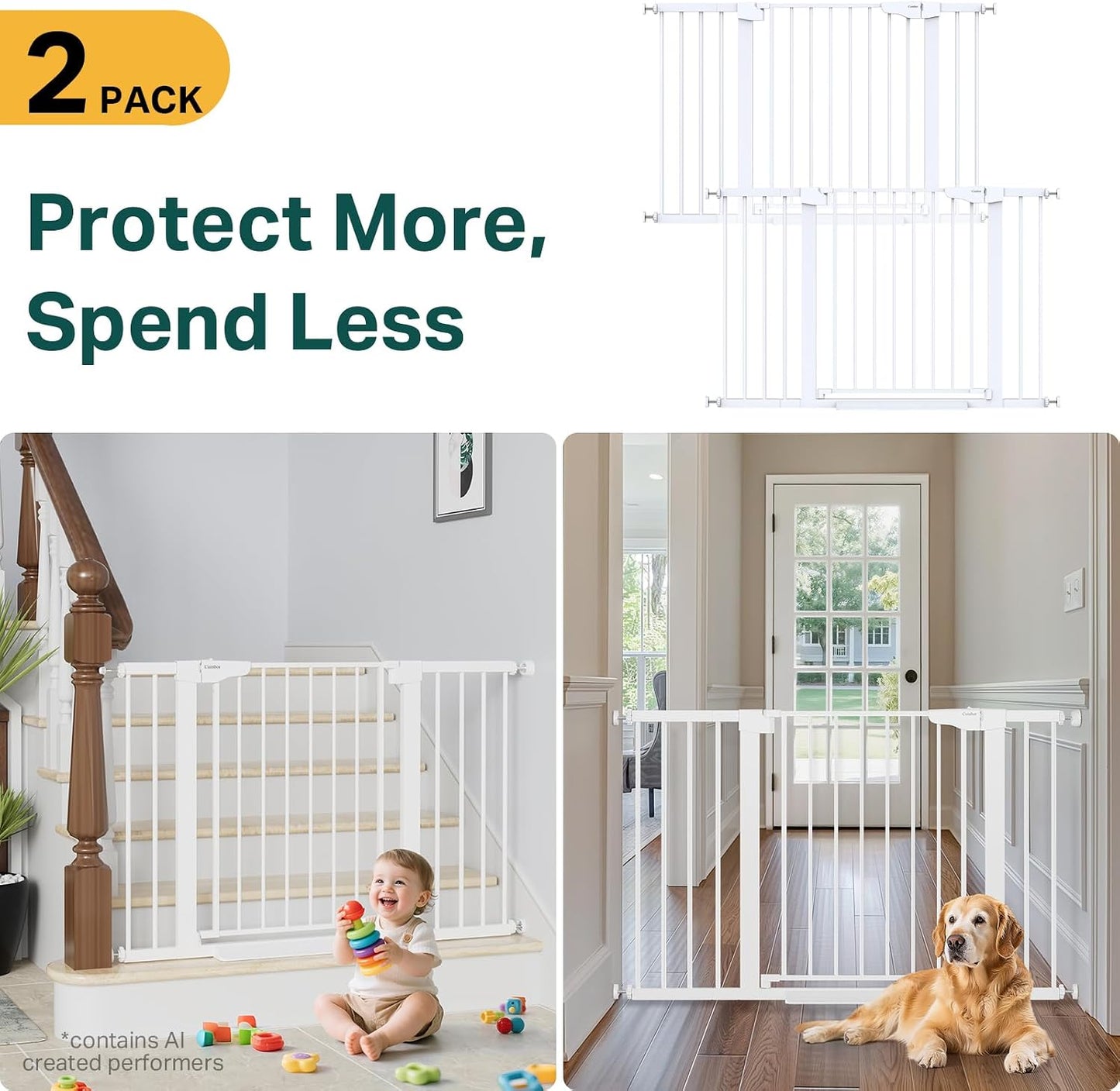 Cumbor 29.7-48" Baby Gate for Stairs, Mom's Choice Awards Winner-Dog Gate for Doorways, Auto Close Safety Pet Gate for Dogs Indoor, Easy Install Pressure Mounted Child Gate with Walk Thru Door, Brown