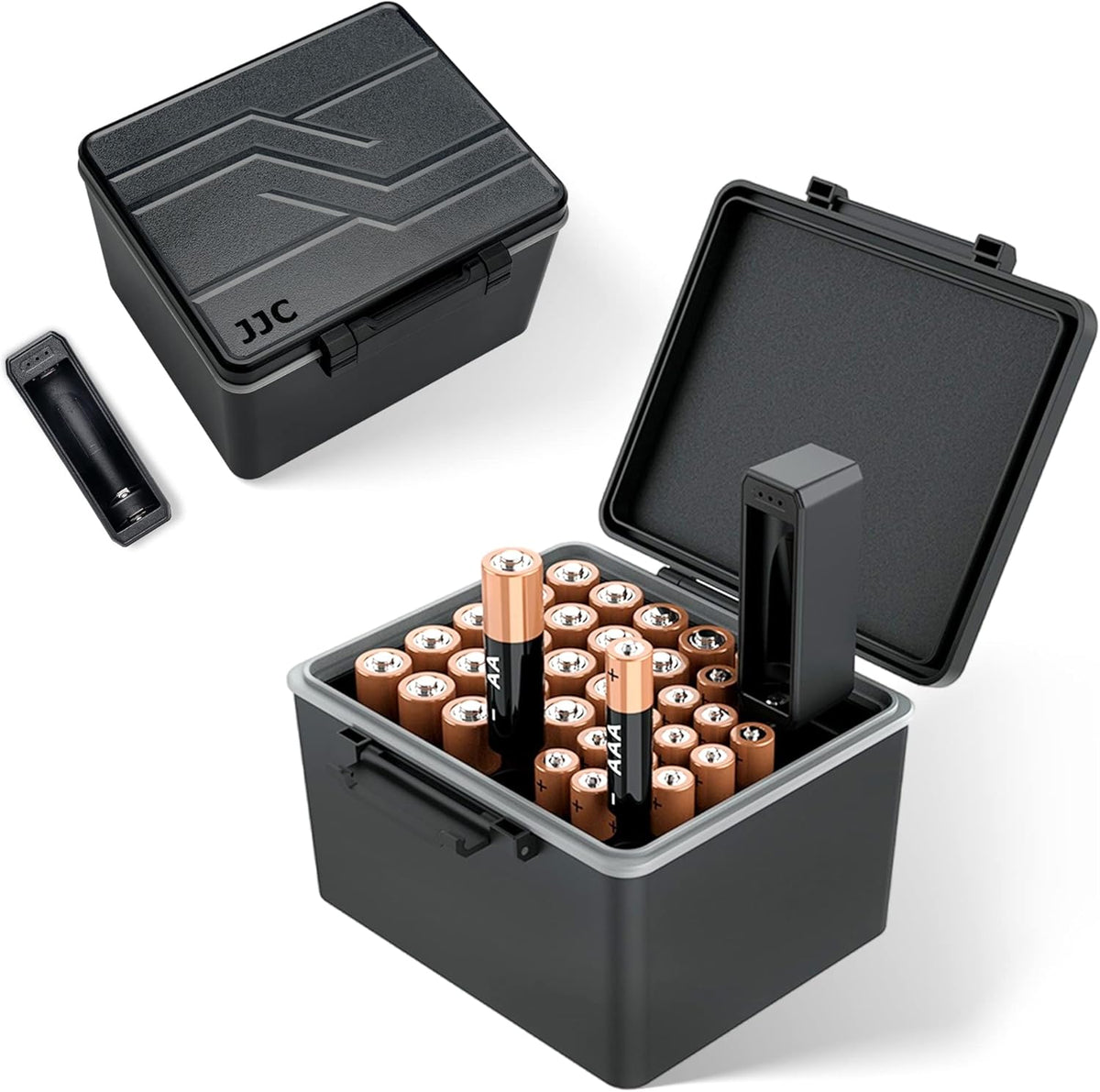 JJC 44 Slots AAA Triple A Battery Case Holder with Removable Battery Tester, Water-Resistant & Shockproof AAA Battery Storage Box Organizer