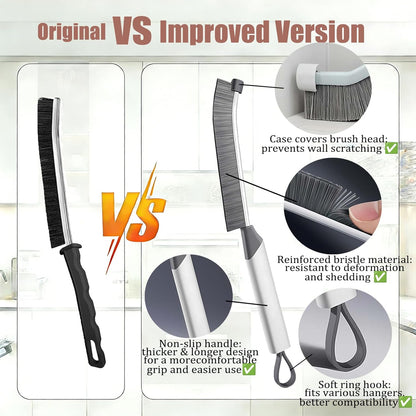 9-Piece Crevice Cleaning Brush Set, Hard Bristle Gap Scrubber Tools, Stiff Nylon Detail Brushes for Window Tracks, Bathroom Grout, Blenders & Kitchen Sink Detailing, Zero Cross-Contamination