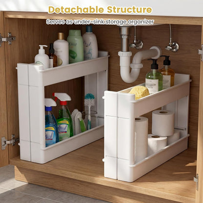 GOFLAME 4-Tier Rolling Utility Cart, Multifunctional Slim Storage Trolley with Detachable Trays and Wheels, Mobile Shelving Unit Organizer for Kitchen, Living Room and Bathroom (20” × 5” × 40”)
