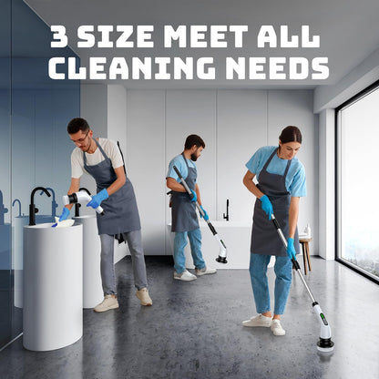 Electric Spin Scrubber for Bathroom: Shower Scrubber with Long Handle | Dual Speed Cordless Power Cleaning Scrub, 7 Brush Heads, IPX7 Waterproof Heavy Duty Cleaner Tools for Tub Tile Grout Wall