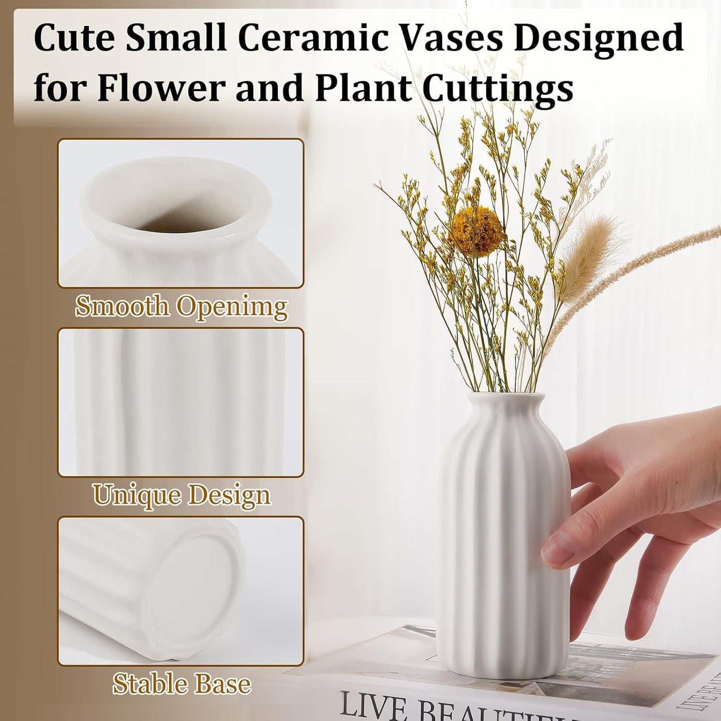 Ceramic Bud Vases, Set of 12 White Vases for Centerpieces Small Vase for Flowers Mini Ceramic Vases for Pampas Grass VAse Bulk for Wedding Table Centerpieces Decoration Boho Home Decor DIY Gift