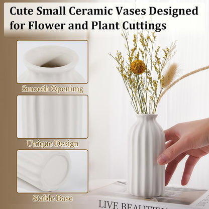 Ceramic Bud Vases, Set of 12 White Vases for Centerpieces Small Vase for Flowers Mini Ceramic Vases for Pampas Grass VAse Bulk for Wedding Table Centerpieces Decoration Boho Home Decor DIY Gift