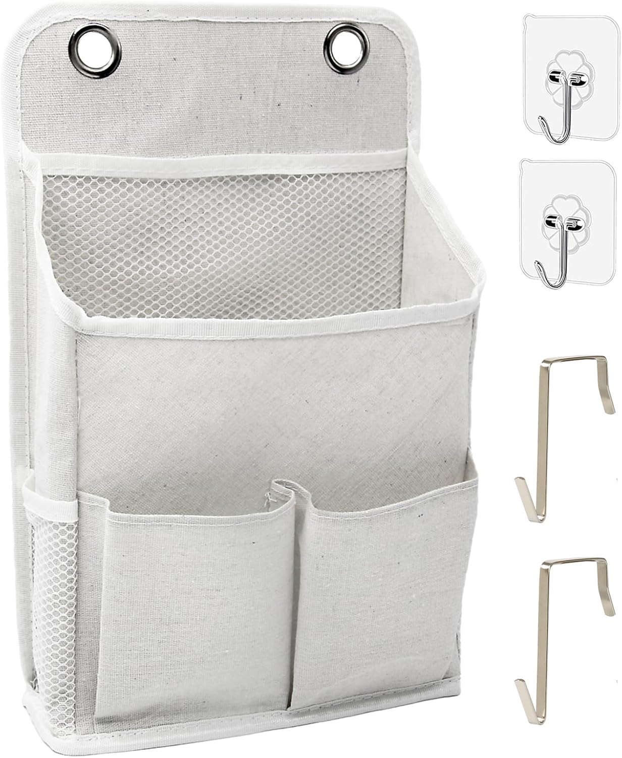 2-Pack Hanging Storage Organizer, Over The Door Hanging Bags/Wall Baskets Storage with Pockets for Home, RV, Office and More (2, Grey)