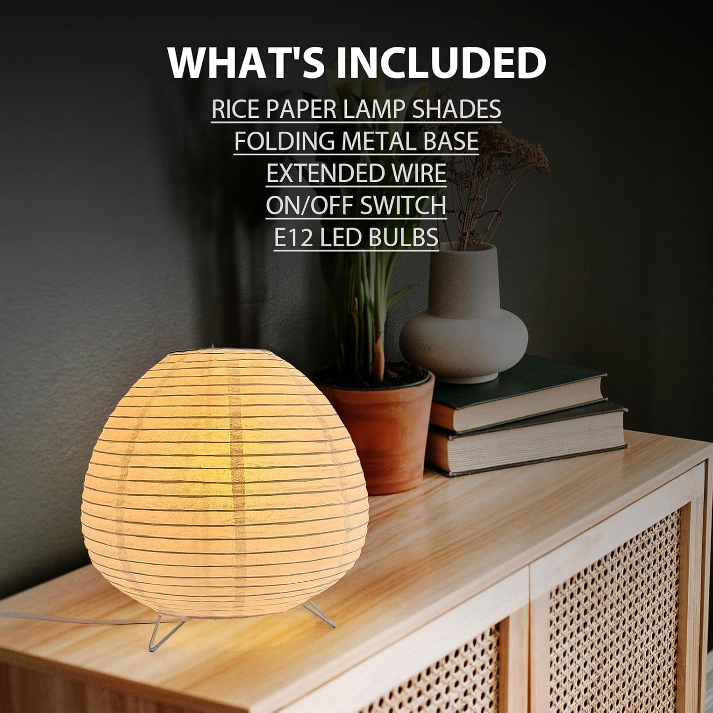 Small Rice Paper Lamp, Japanese Lamp Lantern Table Lamp, Paper Table Lamp, Lantern Lamps for Desk Bedrooms Bedside Night Light (Tower)