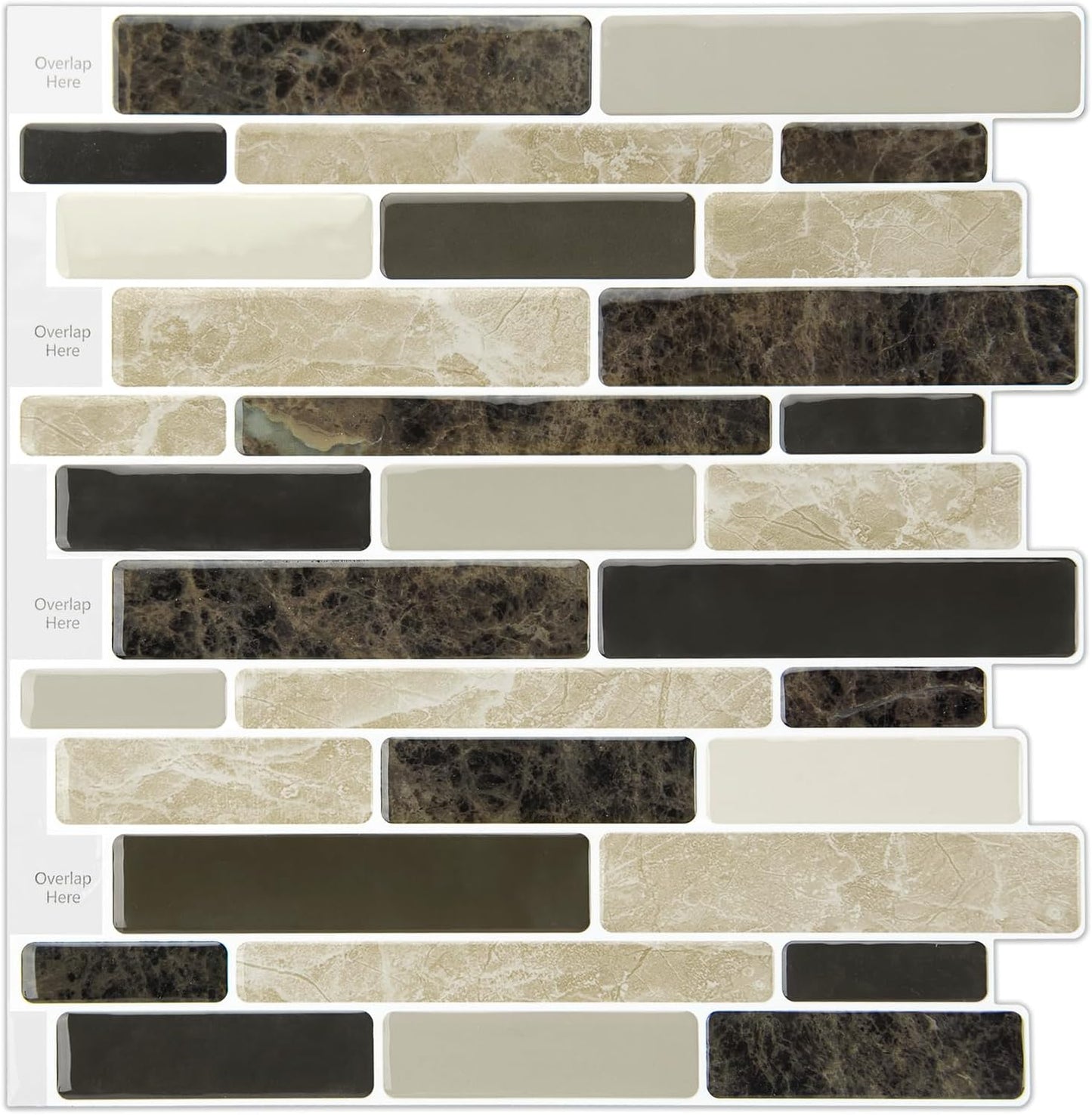 WOWSTAR 10-Sheet Peel and Stick Backsplash Tile for Kitchen Wall, Back Splash Stick On Tiles for Kitchen (12"x 12", Gray)