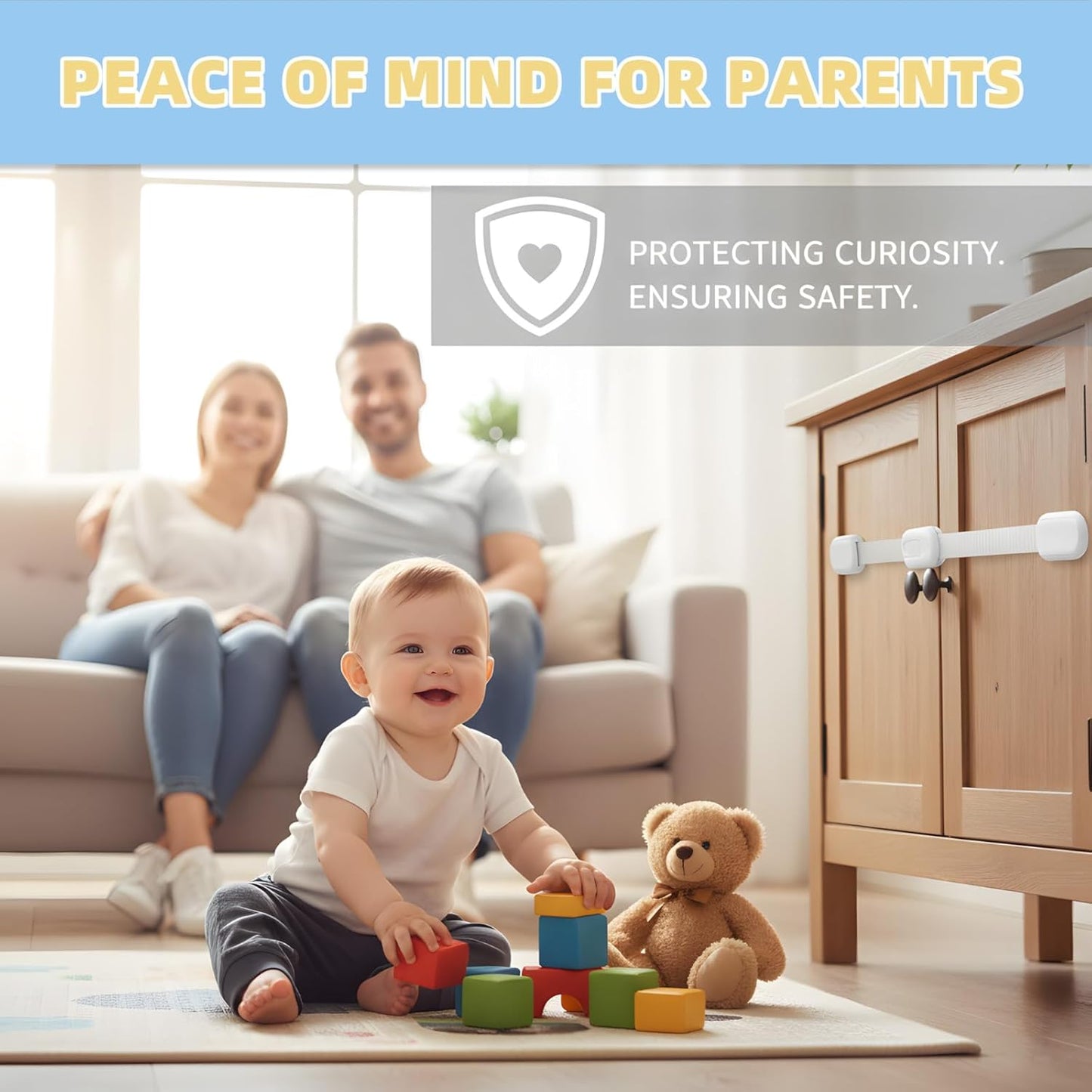 Cabinet Locks Baby Proofing 12-Pack – Child Proof Cabinet Locks & Door Locks for Kids Safety, Baby Proof Cabinet Latches with Strong 3M Adhesive, No Drill, Multi-Purpose for 10078-01A